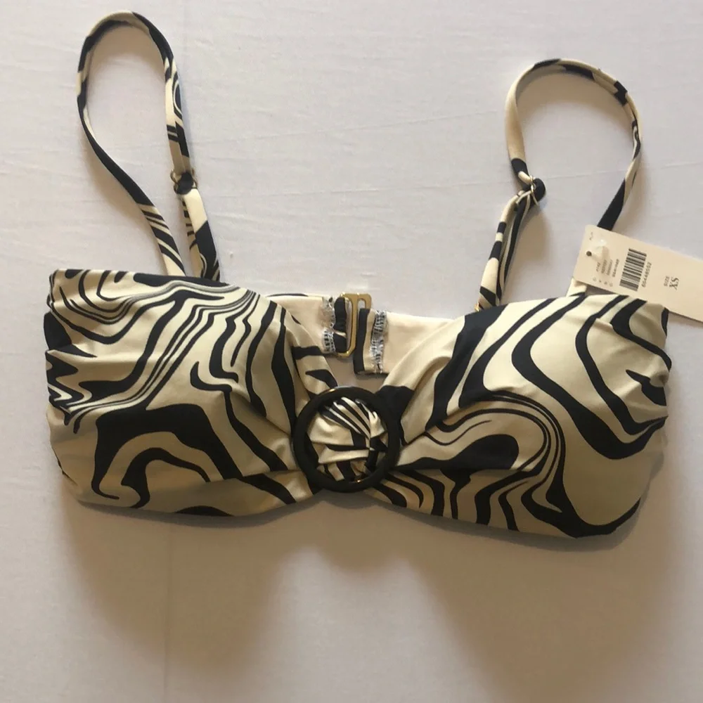 Beach Riot Neutral Swirl Ring Bikini Top XS NWT
